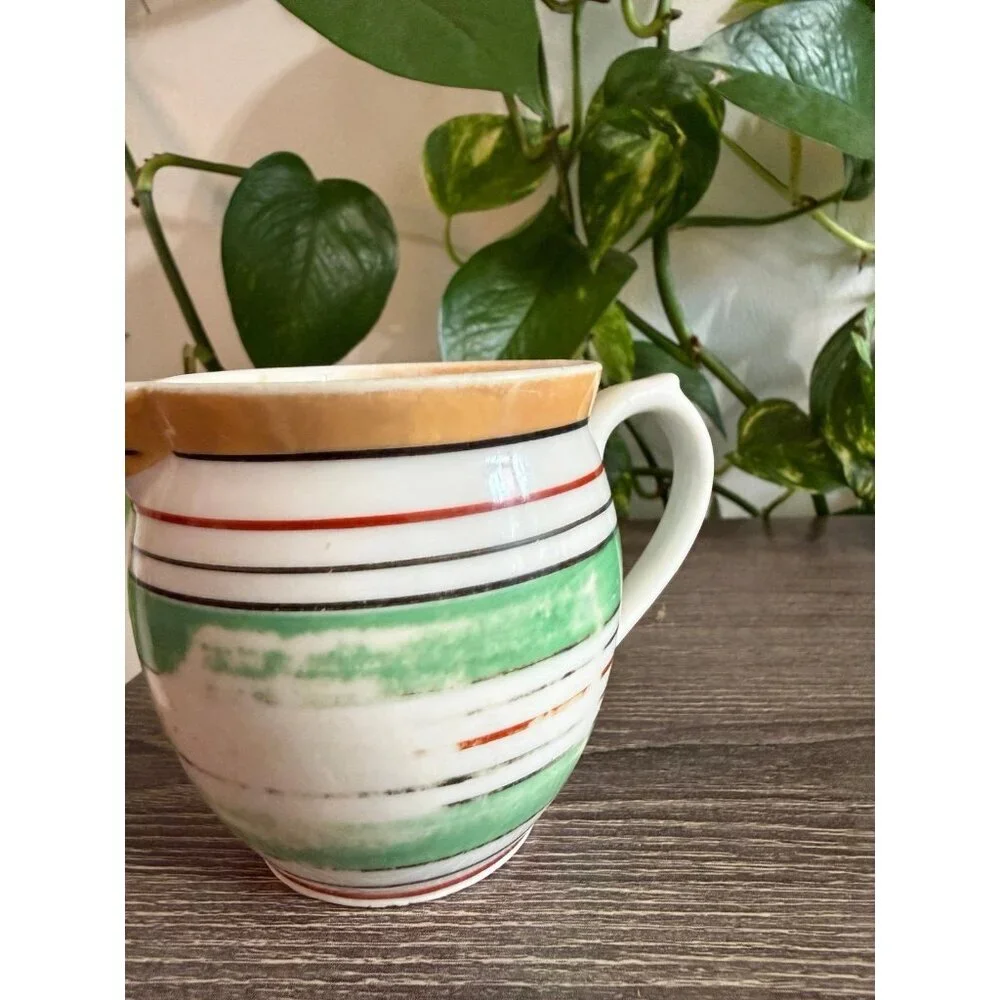 Vintage Leca Pottery Striped Mug